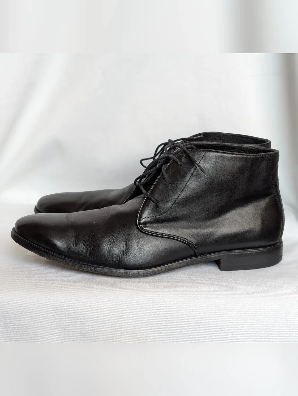 Florsheim Black Leather Chukka Boots Men Sz 10.5D Lace Up Casual Dress